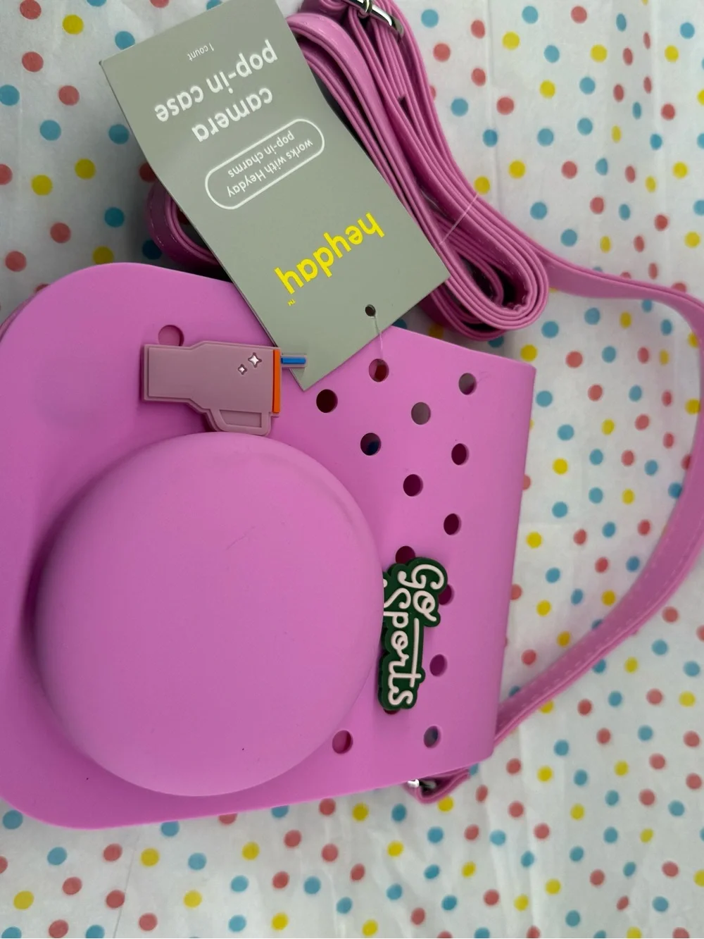 Pink Silicone Camera Crossbody Bag